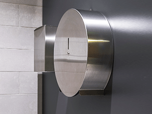 Stainless steel jumbo toilet roll holder