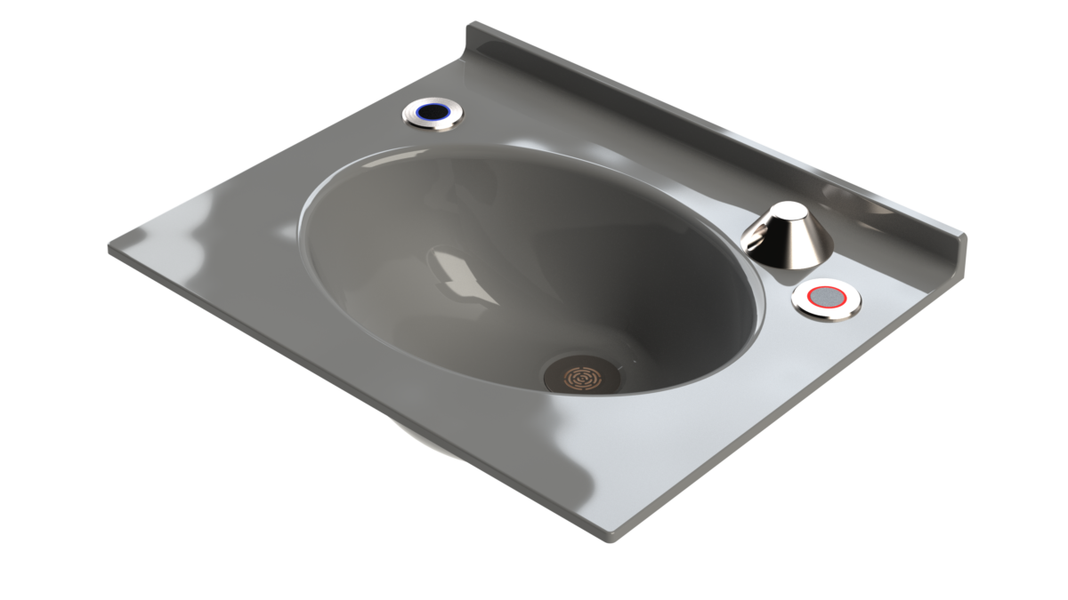 High-security vanity basin with 1 tap hole and 2 sensor holes - Image 2