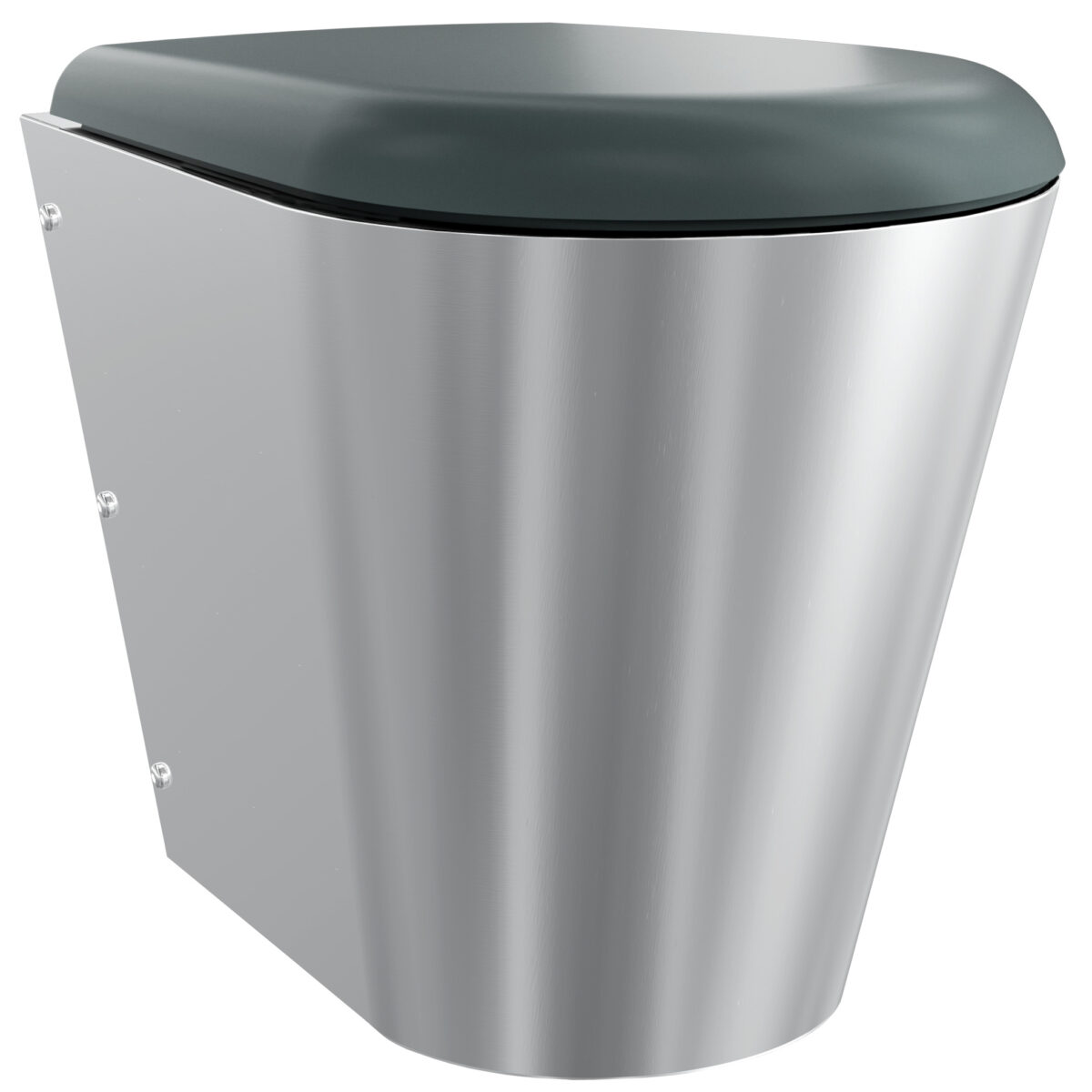 CMPX597GN Campus floor standing push fit WC pan with shroud to the floor with black seat and lid