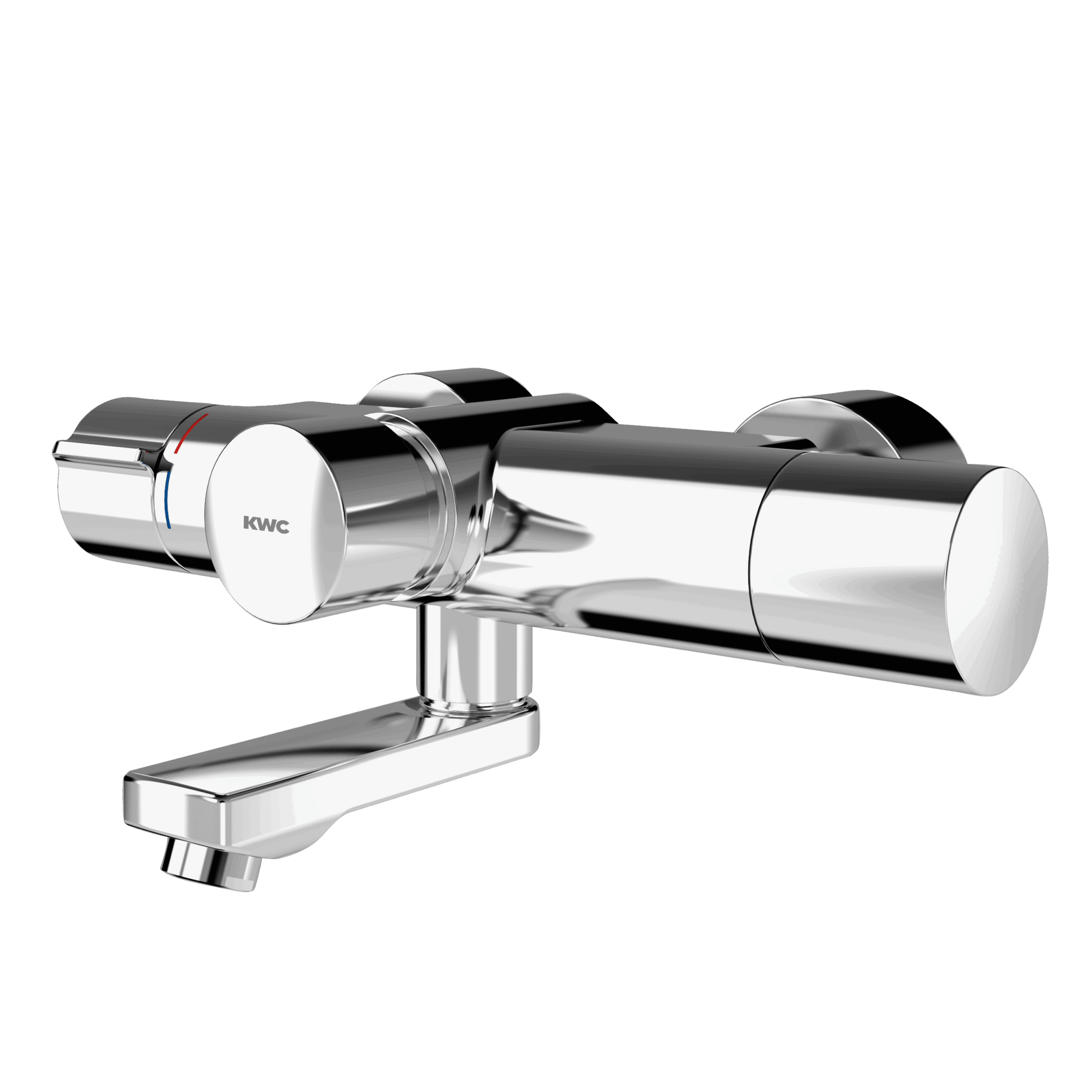 Self-closing thermostatic wall-mounted mixer