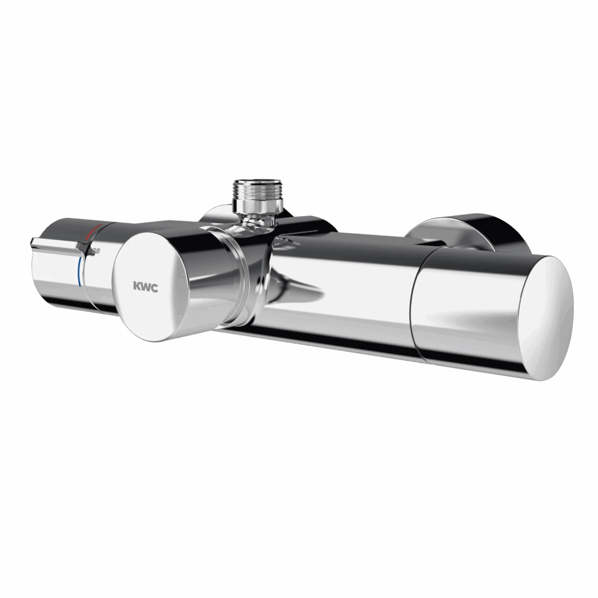 Self-closing thermostatic wall-mounted mixer with pre-fitted hygiene unit